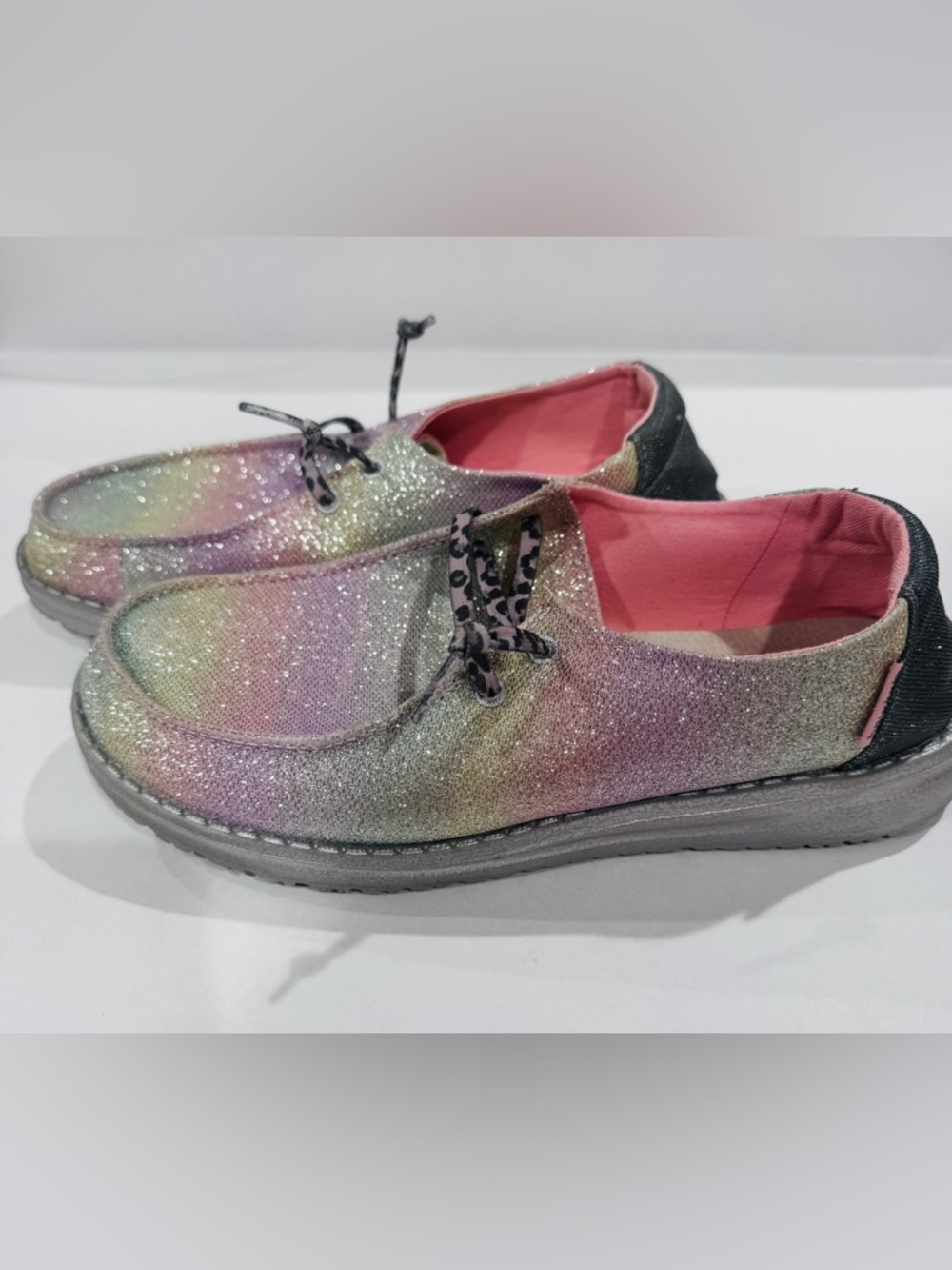 Hey Dude Wendy Youth Sparkling Rainbow Loafers - Size 5